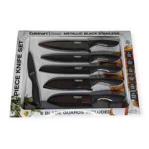 Cuisinart Metallic Black Stainless Steel Knife Set of 6 NWT